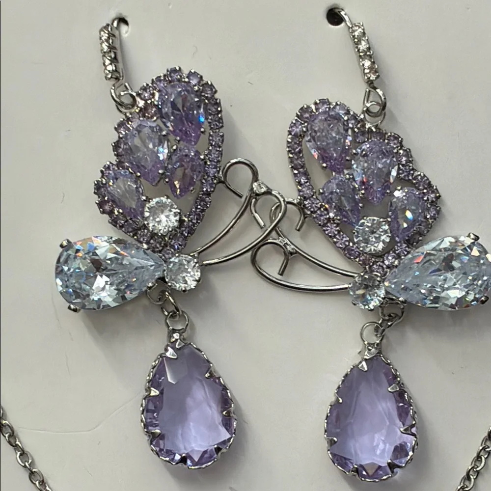 Elegant Silver and Purple Jewelry Set